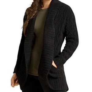 Barefoot Dreams Cozy Black Cable Shawl Sweater